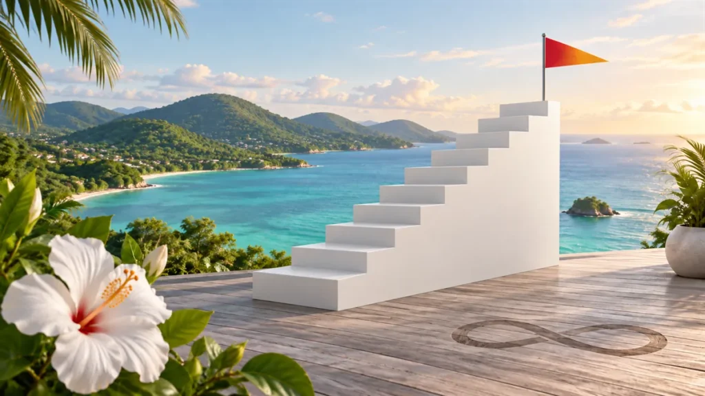 Podium à dix marches face à la mer et aux mornes : une agence SEO en Martinique entrée dans le top 10 Google