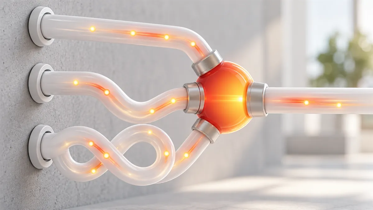 Trois tuyaux différents rejoignant un raccord lumineux : brancher son logiciel de facturation électronique